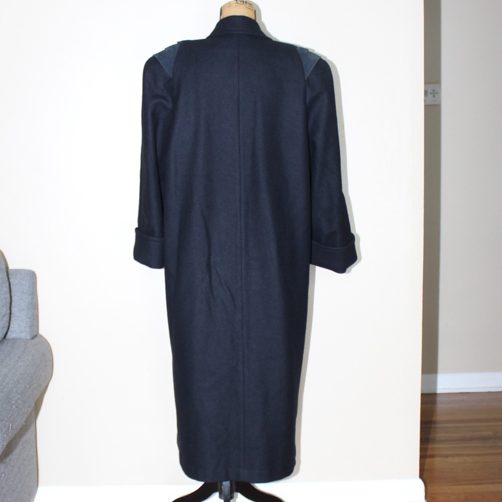 Vtg 80s 90s Jofeld Long Black Wool Blend Double Breasted Coat Overcoat Women’s L - Picture 4 of 16